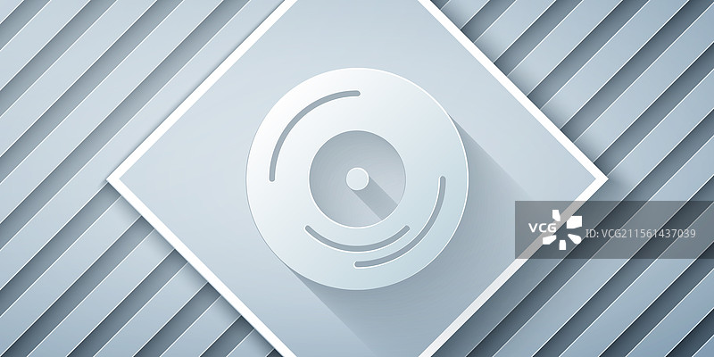 纸雕风格的黑胶唱片图标，背景为灰色图片素材