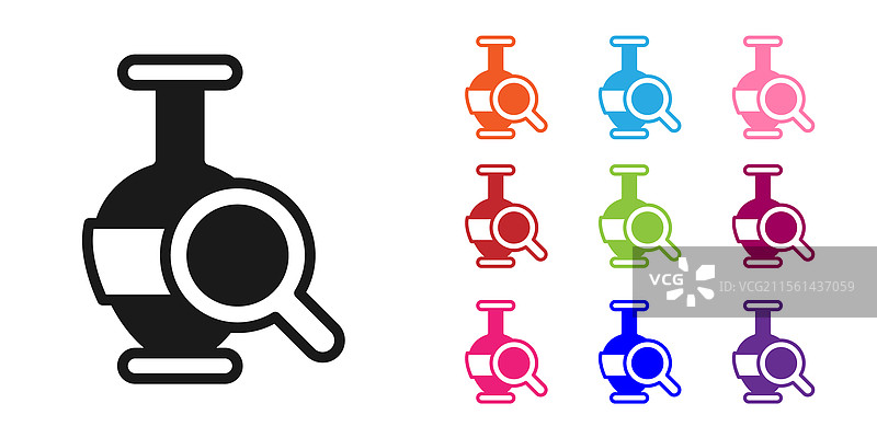 黑色古代大罐图标，背景为白色图片素材