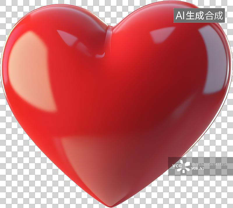 【AI数字艺术】光滑的红色爱心图片素材