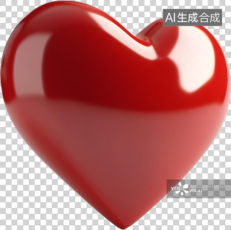【AI数字艺术】光滑的红色爱心图片素材