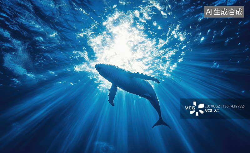 【AI数字艺术】深海鲸鱼光影之美图片素材
