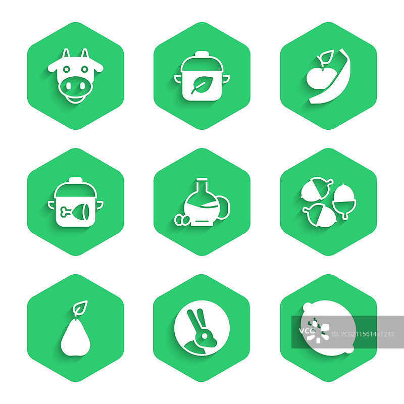 橄榄油瓶、兔子、柠檬、橡果、梨图片素材