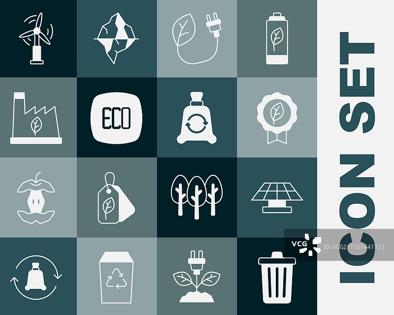 垃圾桶太阳能面板叶子生态符号图片素材