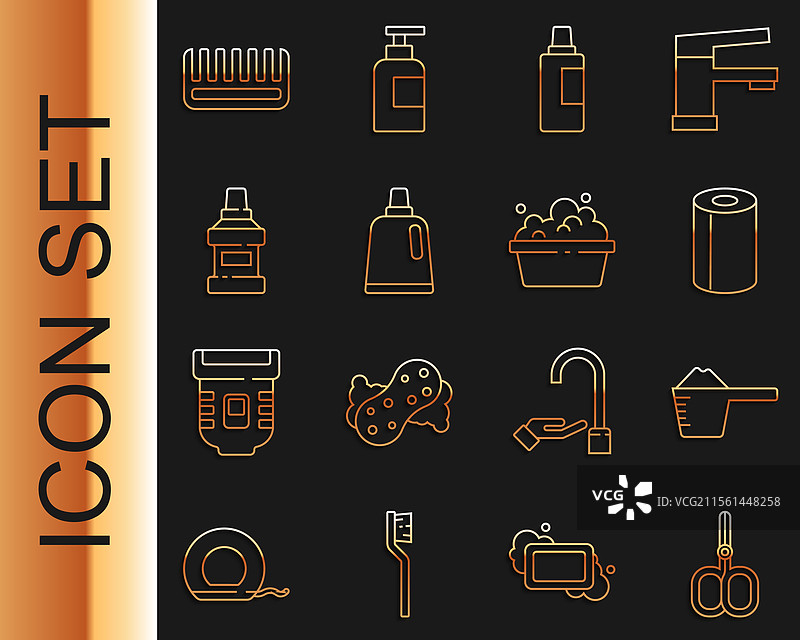 一套包括指甲剪、洗衣粉和纸巾的用品图片素材