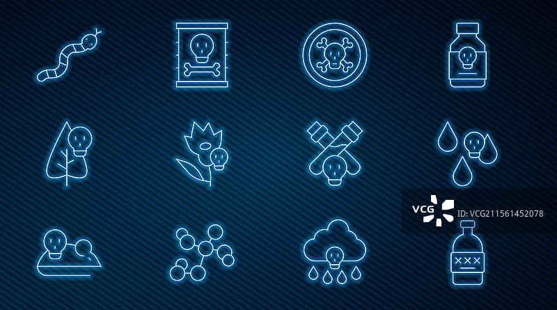 设置有毒酒精酸雨骨骼和图片素材