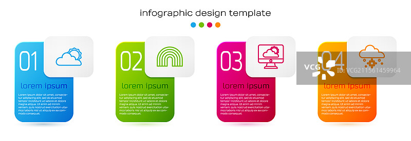 阳光、云彩和彩虹的天气图标图片素材