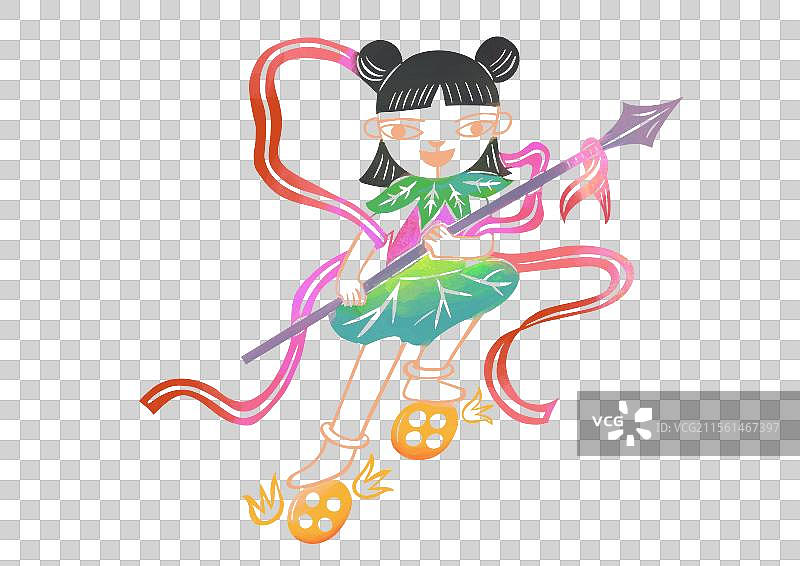 套色剪纸哪吒图片素材