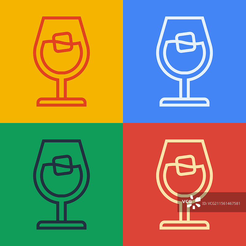 流行艺术风格的酒杯图标，独立于背景色彩图片素材
