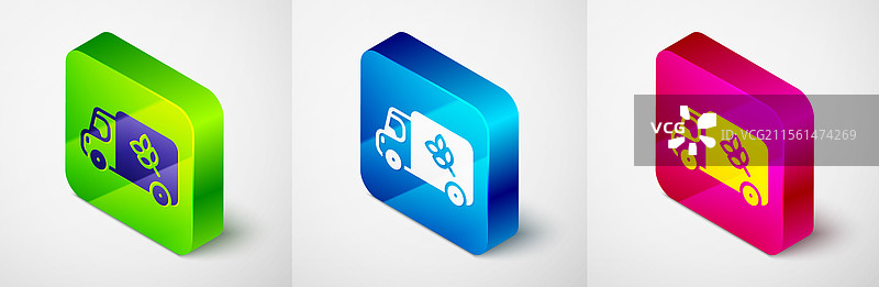 等距面粉车图标，背景为灰色图片素材