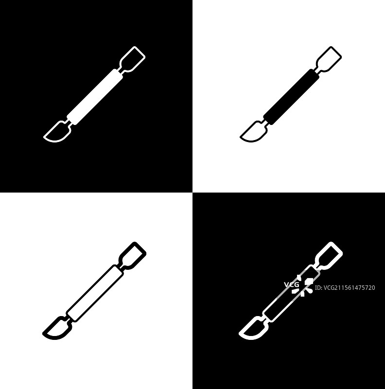 指甲边缘推推器图标，独立于黑色背景图片素材