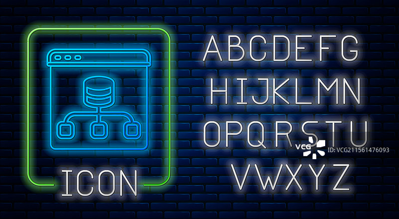 发光的霓虹服务器数据网络托管图标图片素材