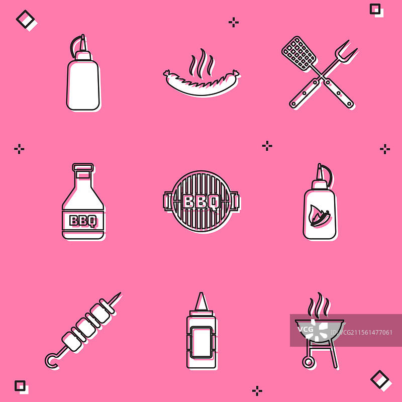 芥末瓶、香肠和交叉的叉子图片素材