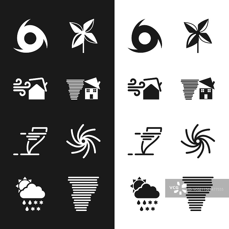 旋风旋转的风车和带雪的云彩图片素材