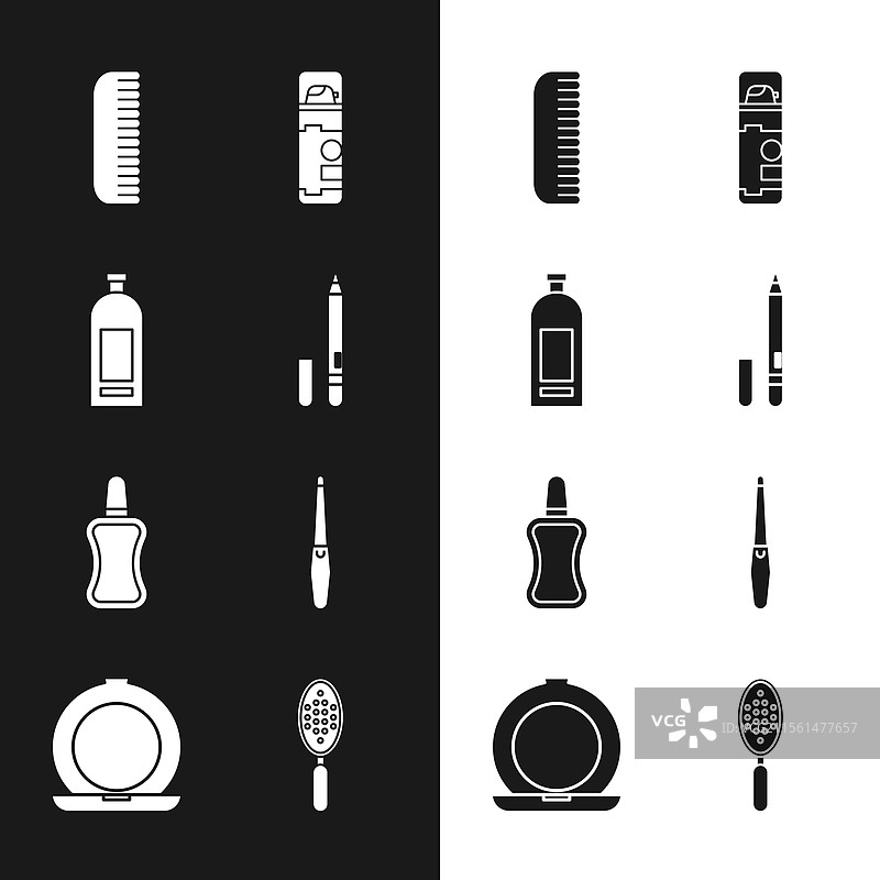 眼线笔、眉笔、洗发水、发刷图片素材