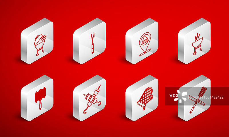 刀具、铲子和烧烤叉的线条交错设置图片素材