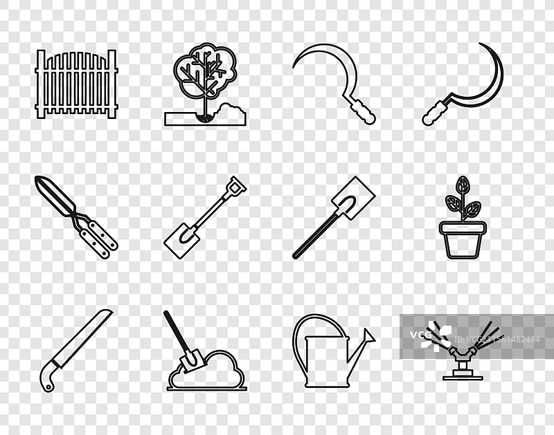 自动灌溉的花园锯线设置图片素材