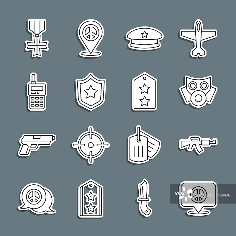 设置线条位置，和平M16A1步枪和防毒面具图片素材