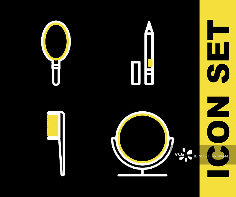 眼线笔、眉笔、圆形化妆镜图片素材