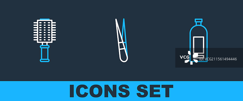 洗发水、发刷和眉笔的陈列图片素材