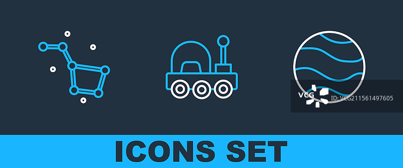 大熊座和火星的线条设置图片素材