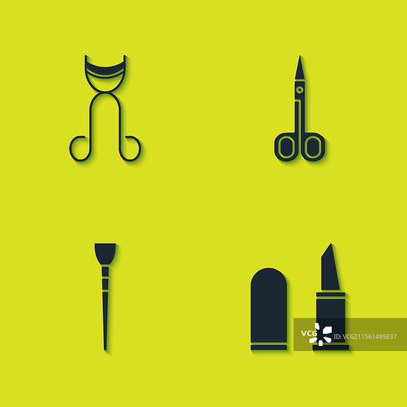 睫毛夹、口红、化妆刷和图片素材