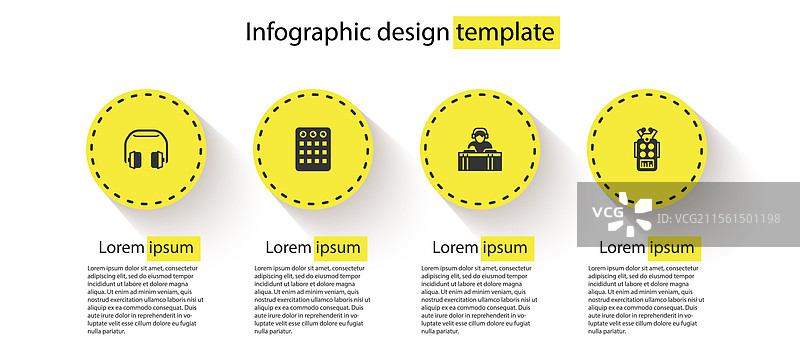 戴着耳机的DJ在打鼓机上演奏音乐图片素材