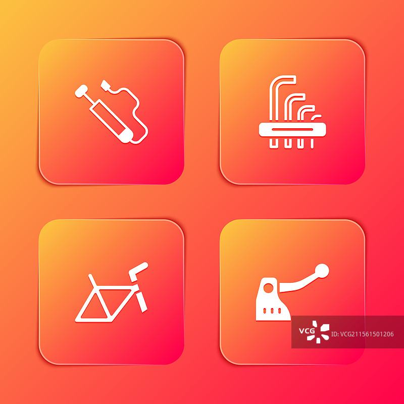 自行车气泵工具、六角扳手和车架图片素材