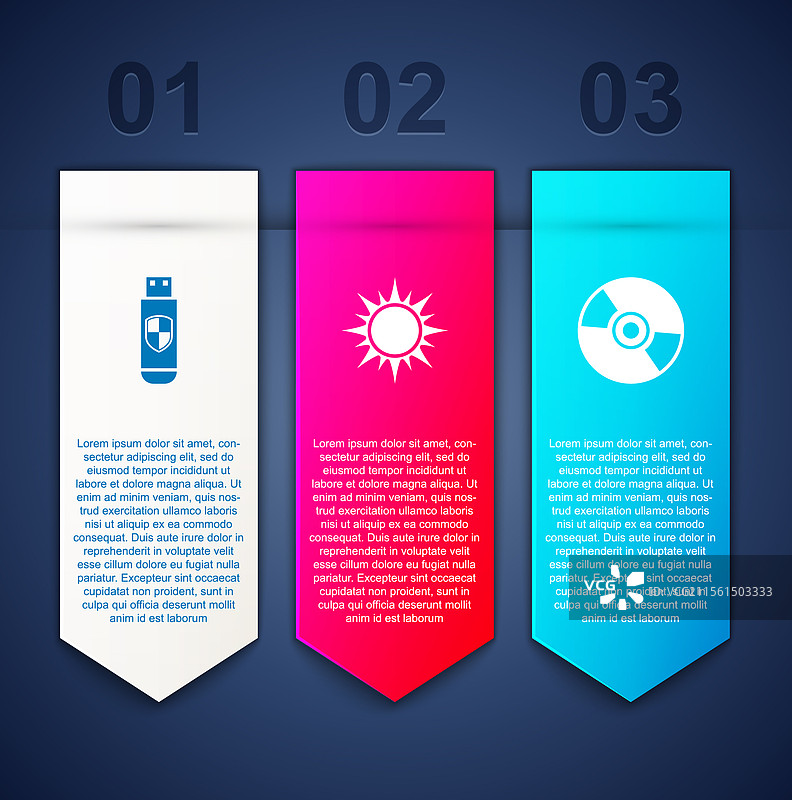 设置USB闪存驱动器、遮阳伞和光盘或DVD图片素材