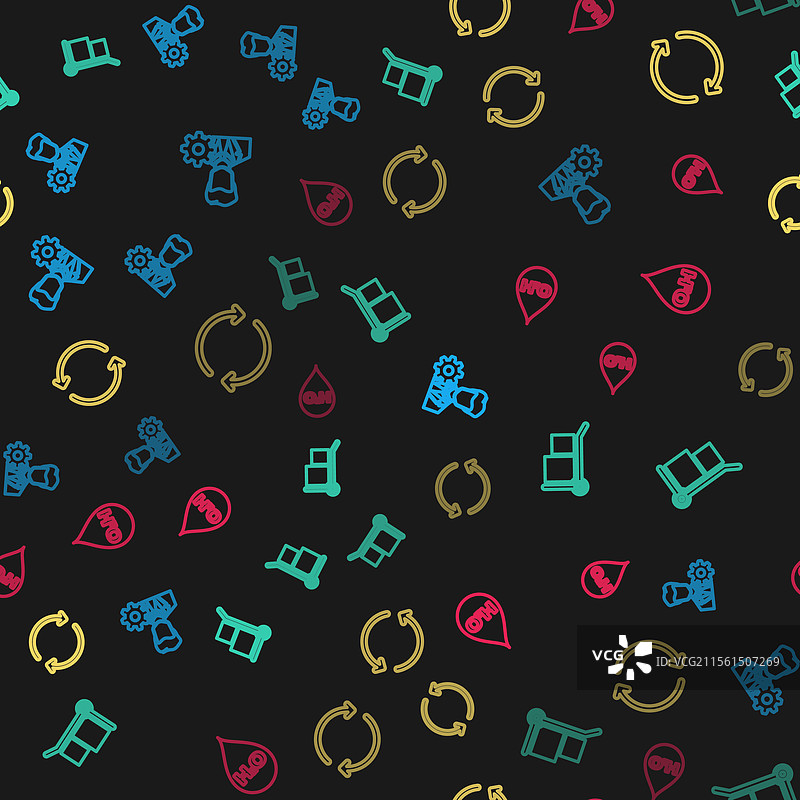 手推车和箱子的线条轮廓设置图片素材