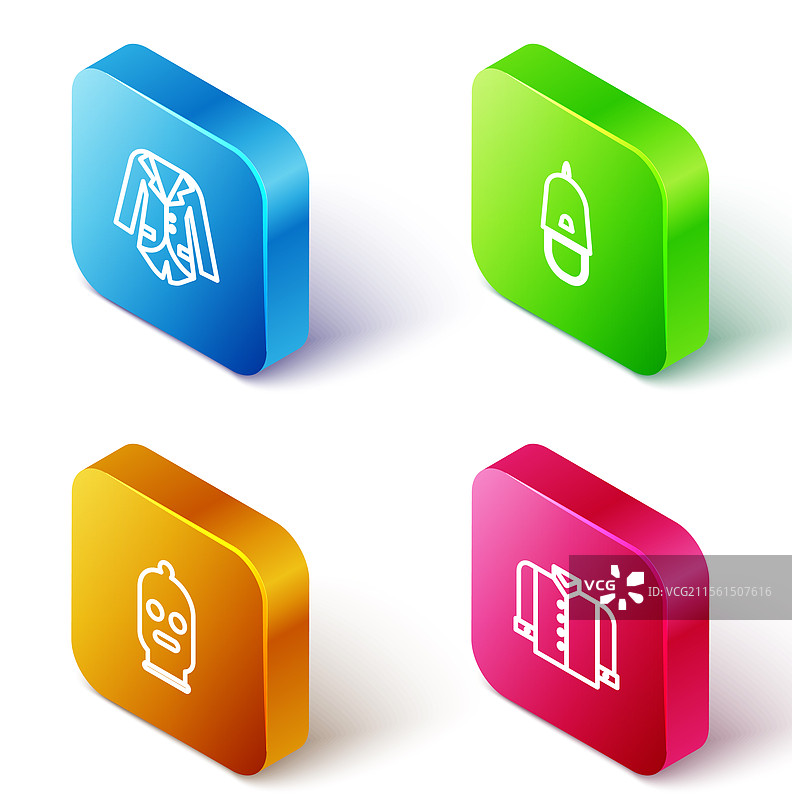 等距线条西装外套或夹克与警察帽图片素材