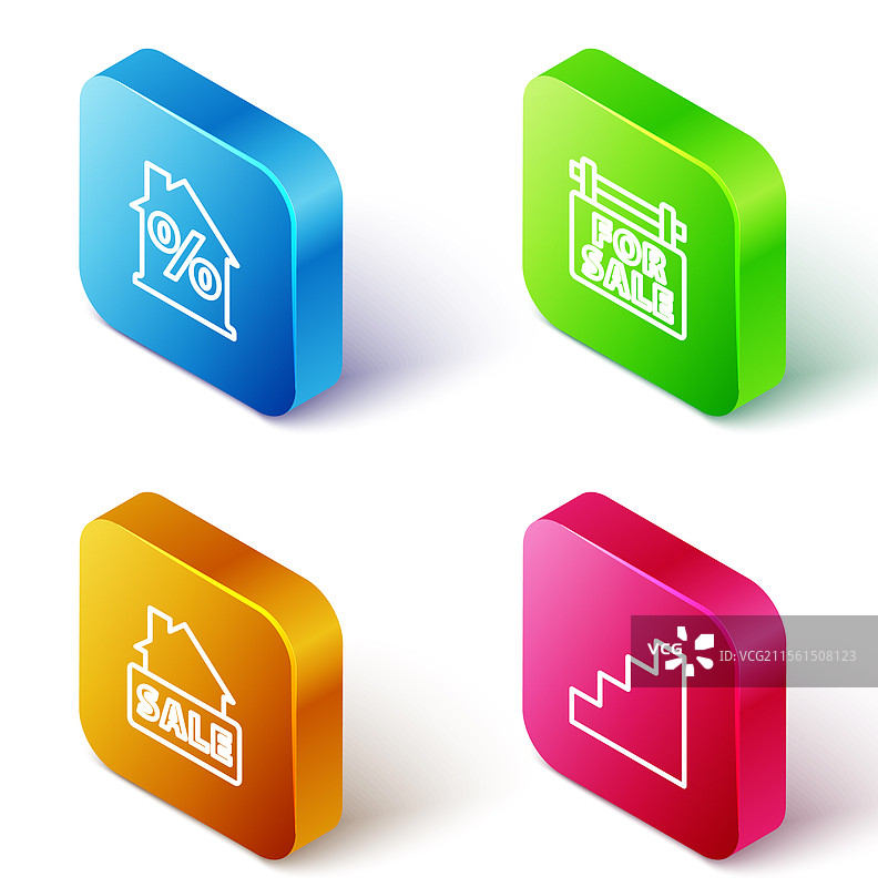 等角线房屋设置与折扣百分比图片素材