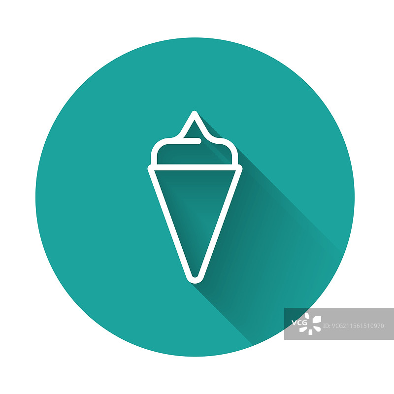 白色线条冰淇淋在华夫饼干锥形杯中的图标图片素材