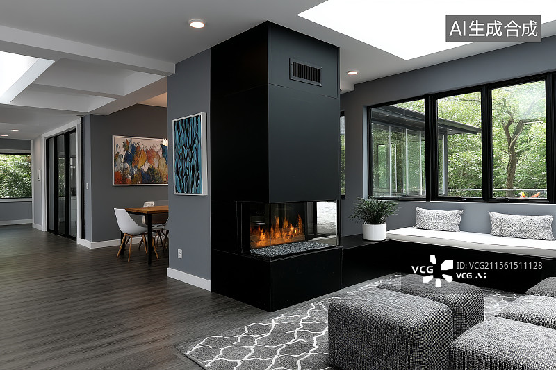 【AI数字艺术】现代风格的家居客厅图片素材