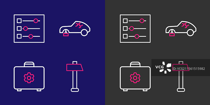 工具箱里的锤子和坏掉的汽车图片素材