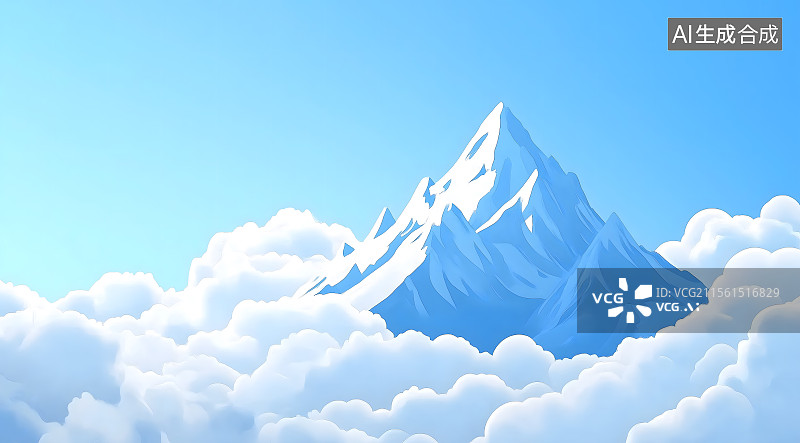 【AI数字艺术】雪山山顶风景图，令人惊叹的山脉,全景山峰PPT背景图片素材