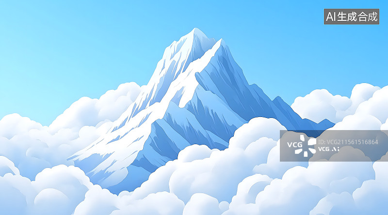 【AI数字艺术】雪山山顶风景图，令人惊叹的山脉,全景山峰PPT背景图片素材