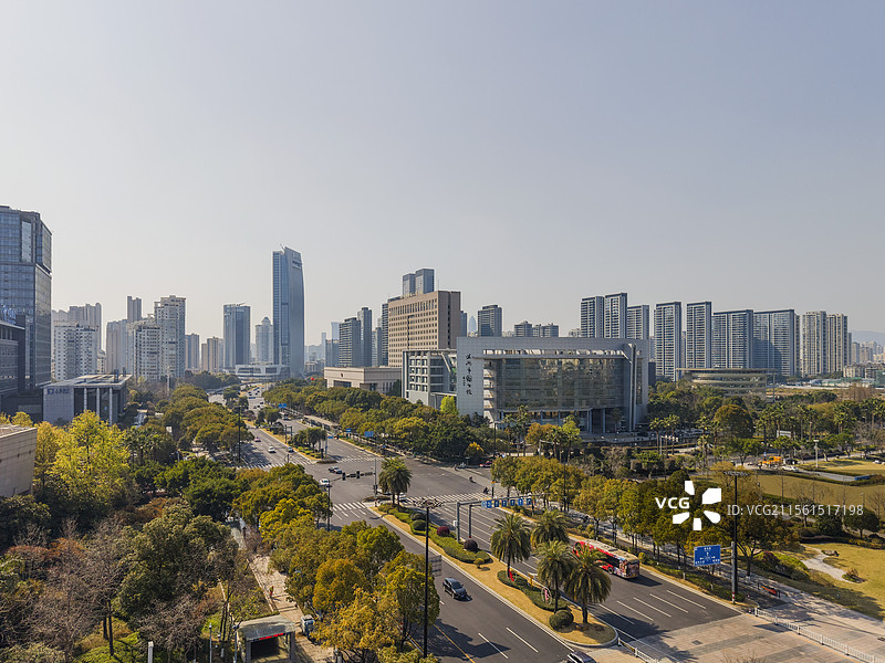温州城市风光  温州 温州市区  温州市府路 温州图书馆图片素材