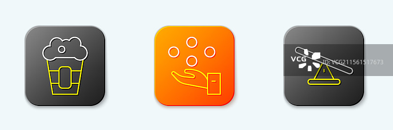 盒子里的爆米花、杂耍球和跷跷板图片素材