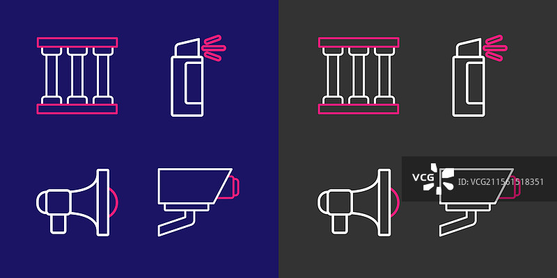 设置线路安全摄像头、扩音器和胡椒喷雾器图片素材