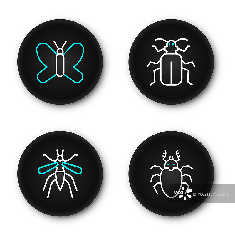 设置线虫甲虫、鹿、蚊子、金龟子和图片素材