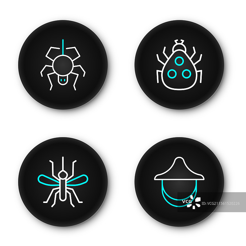 设置线条，养蜂人帽，蚊子，瓢虫和图片素材