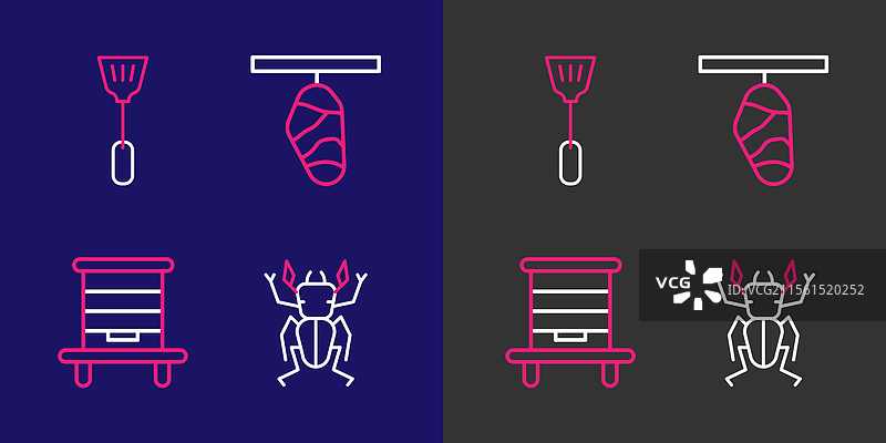 设置线条甲虫鹿蜂巢供蜜蜂和蝴蝶使用图片素材