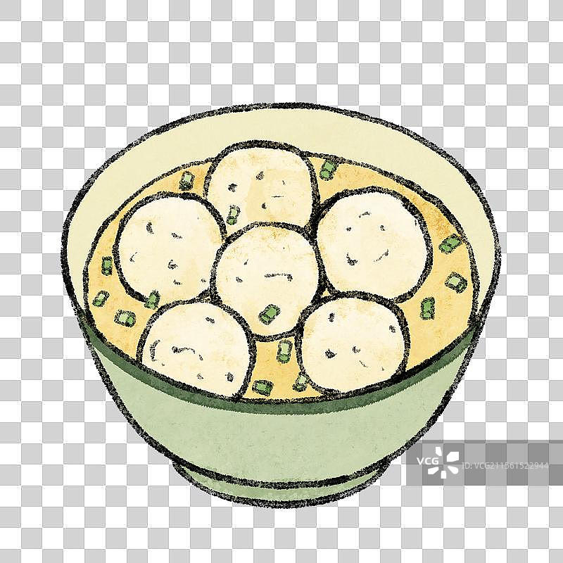 福建福州美食国风插画-鱼丸图片素材