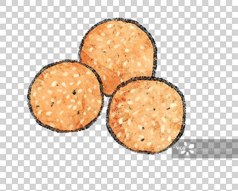 福建福州美食国风插画-麻球图片素材