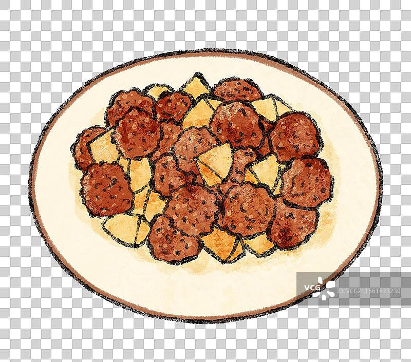 福建福州美食国风插画-荔枝肉图片素材