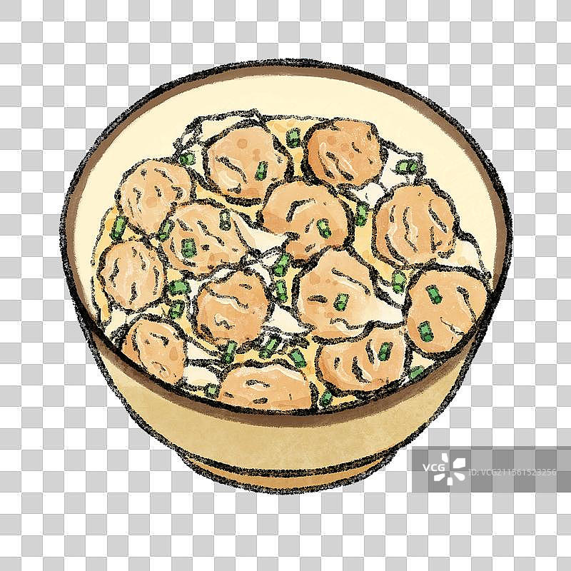 福建福州美食国风插画-肉燕图片素材