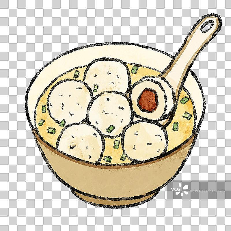 福建福州美食国风插画-鱼丸图片素材