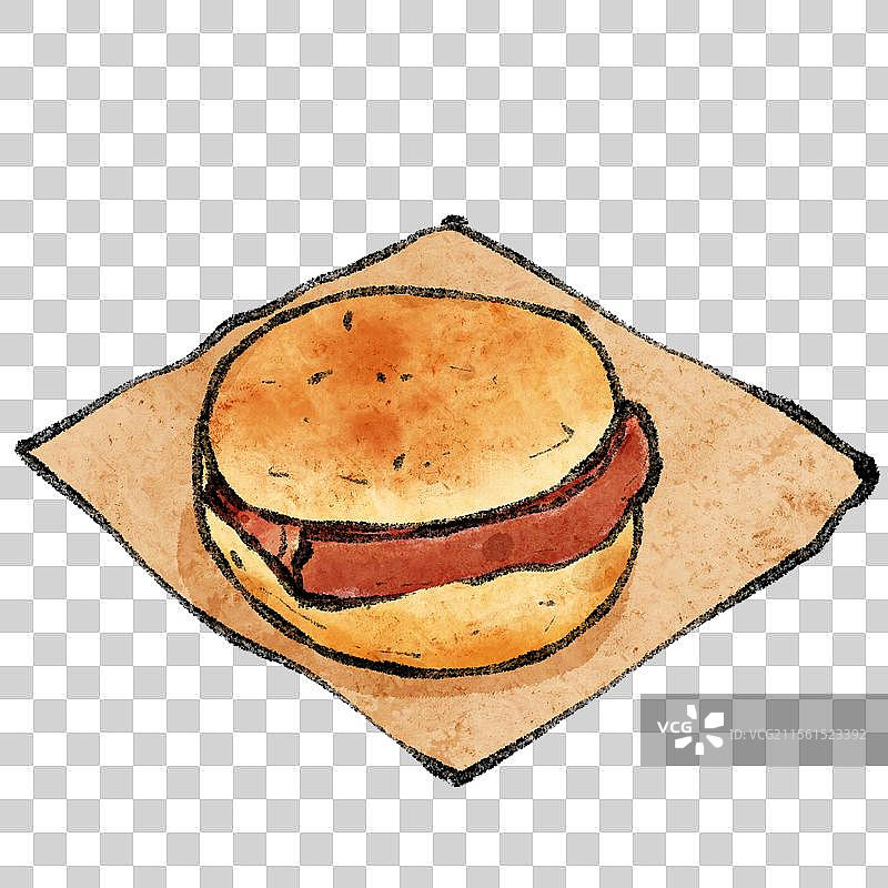 福建福州美食国风插画-糟肉光饼图片素材