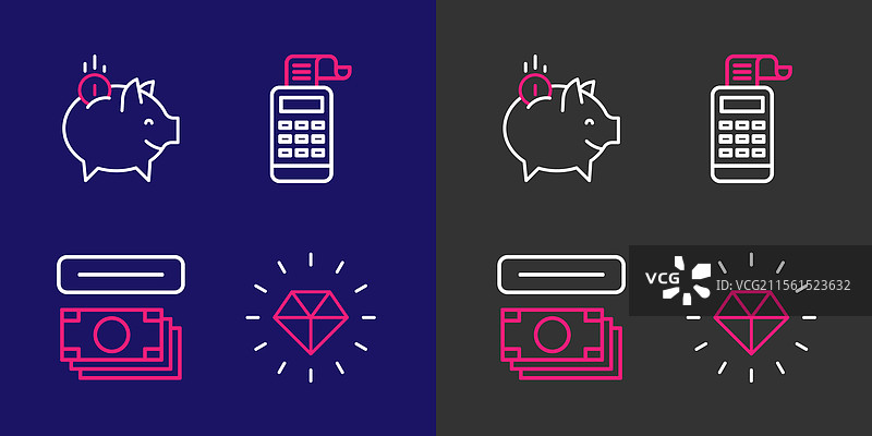 设置线条钻石自动取款机和现金收银机图片素材