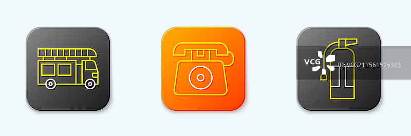 拨打911的消防车电话线图片素材